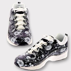 EASY SPIRIT LEATHER Romy Floral Sneaker Women’s Size 11WW Romantic Floral Goth